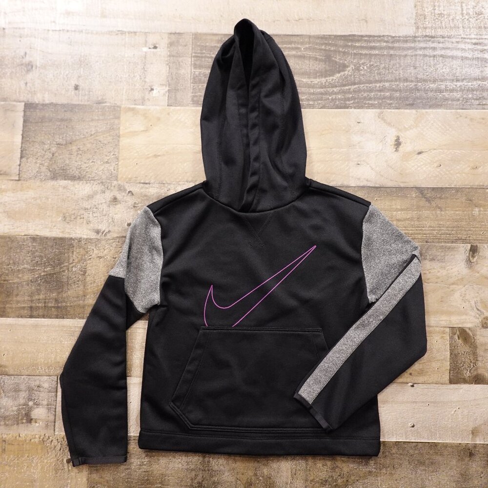 Nike Dri-FIT Pullover Hoodieโ Boysโ Small Black Gray Two-Tone Sweatshirt